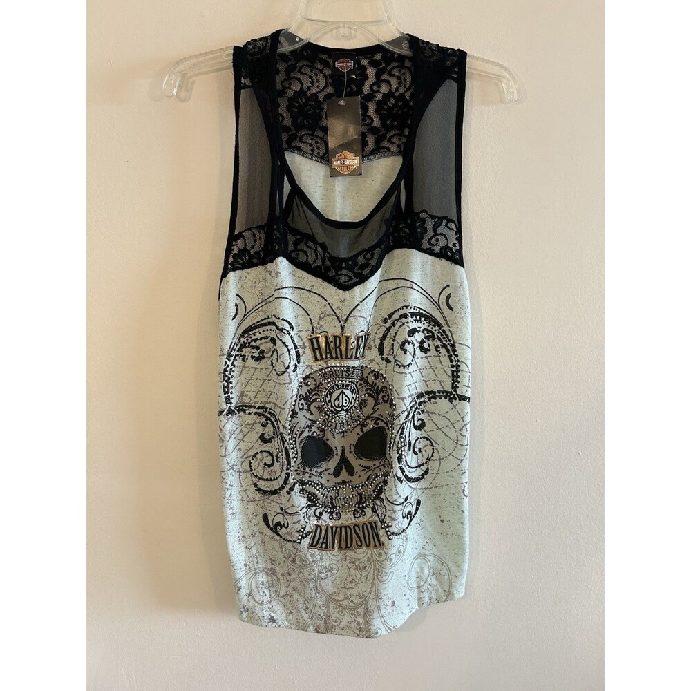 NEW! Harley-Davidson Womens Tank Top Black Lace Racerback Size 2XL